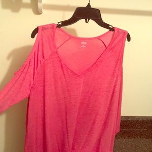 Pink cold shoulder top